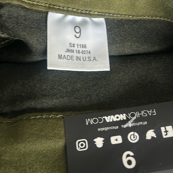 Fashion Nova Super High Rise Denim Olive Green Size 9 - Picture 4 of 4